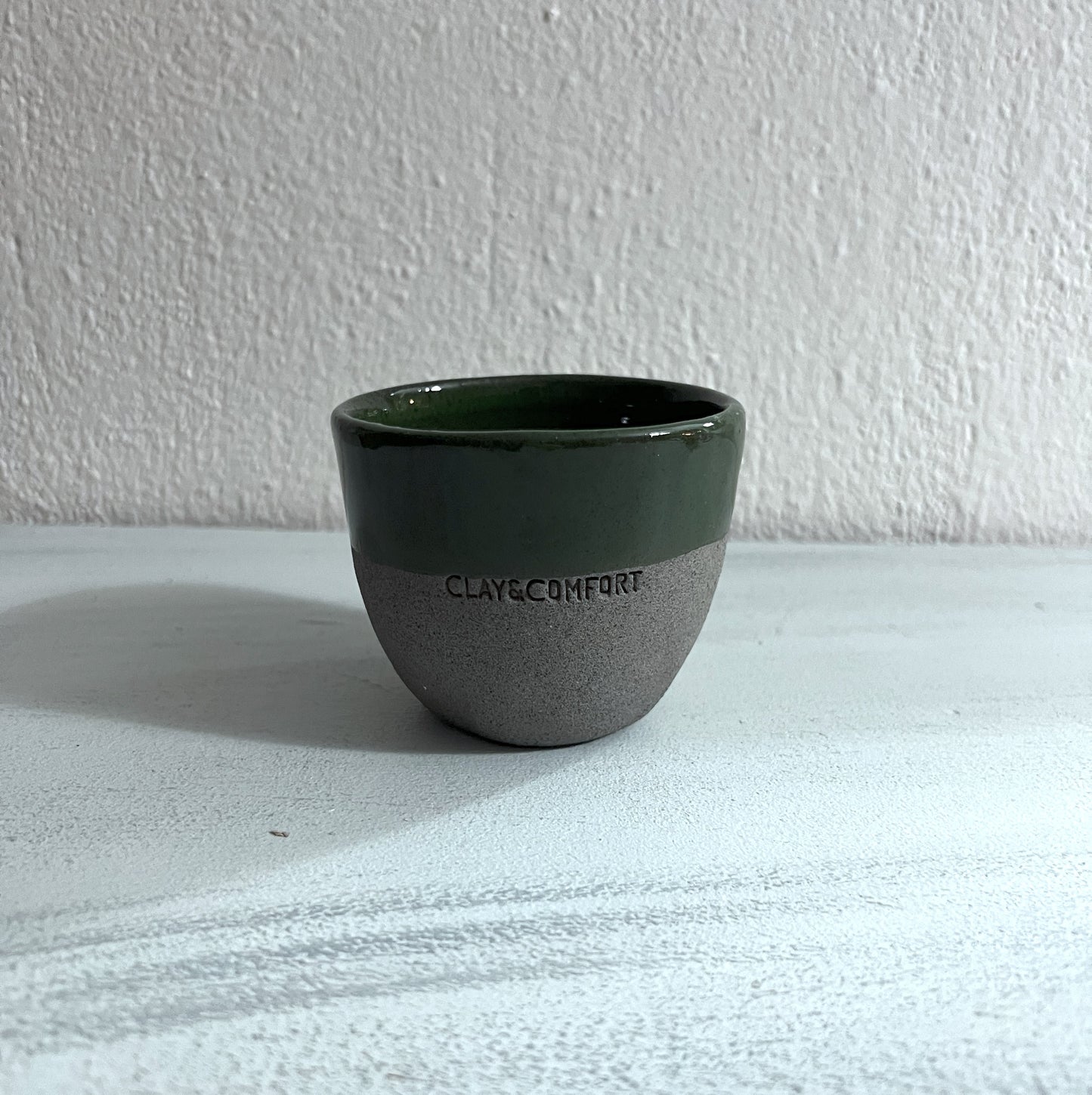Χειροποίητη Κεραμική Κούπα Κρασιού - Dark Green 150ml