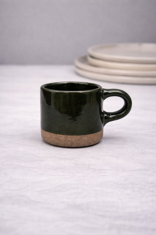 Χειροποίητη Κεραμική Κούπα - Dark Green 330ml