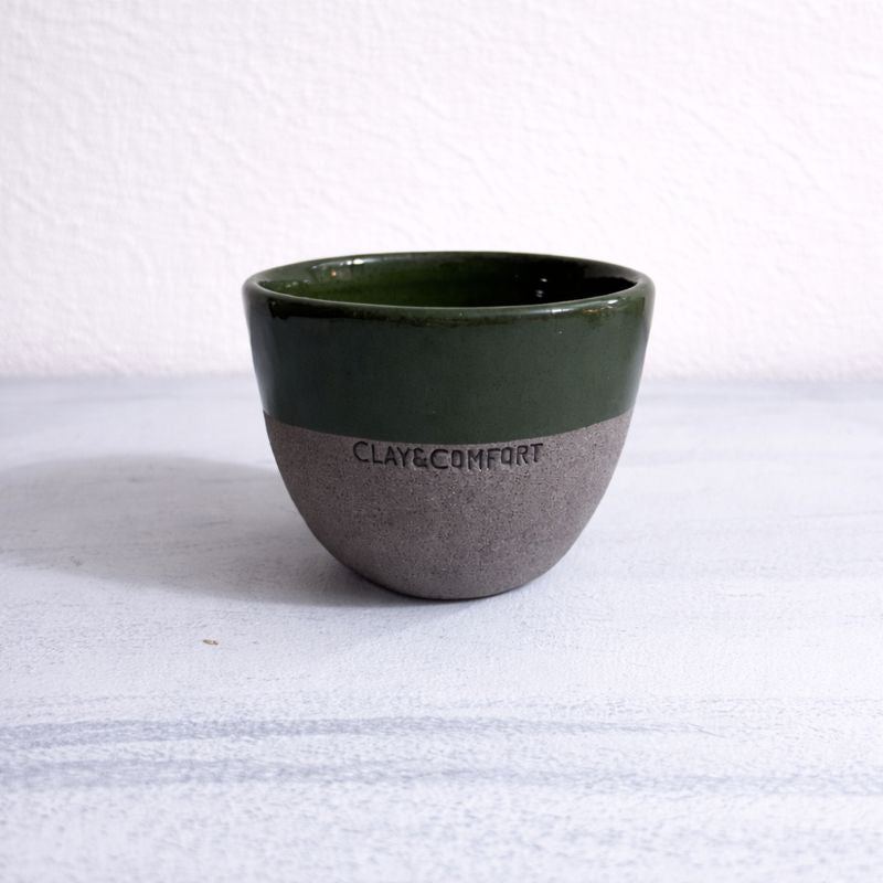 Χειροποίητη Κεραμική Κούπα Κρασιού - Dark Green 150ml