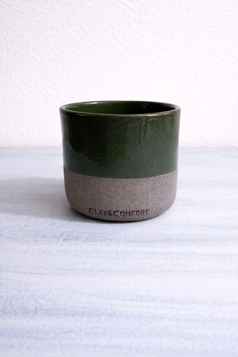 Χειροποίητη Κεραμική Κούπα - Dark Green 200ml